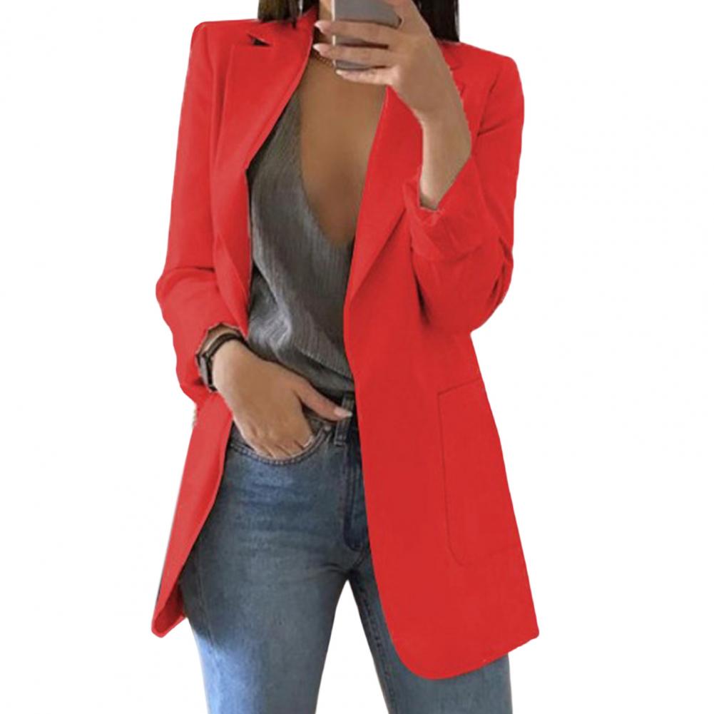 Lange formele, gestructureerde blazer voor dames – op maat gemaakte werkkleding