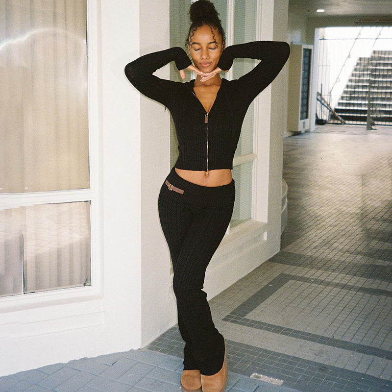 Sophia | Gebreide tweedelige set met ritssluiting 0