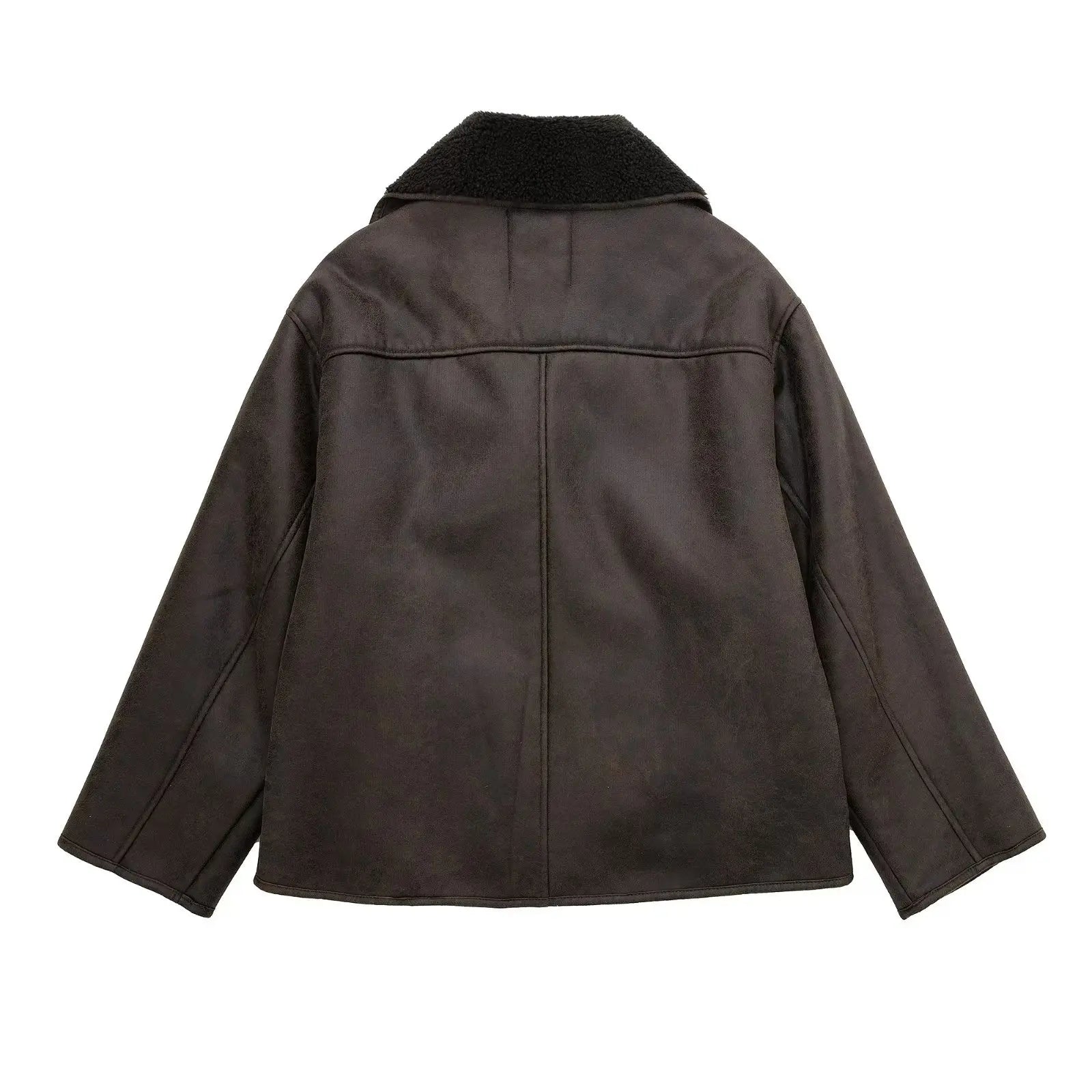 Lila - Vintage Vegan Leren Jas met Teddy Voering
