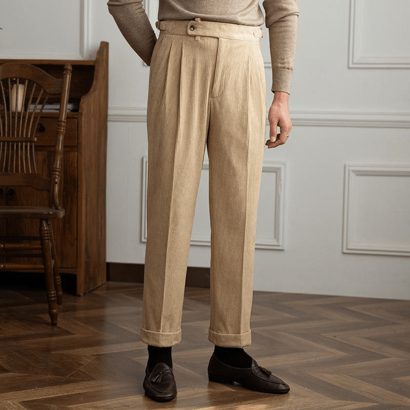 Vintage Corduroy Herenbroek - Klassieke Pasvorm - Retro Stijl 0