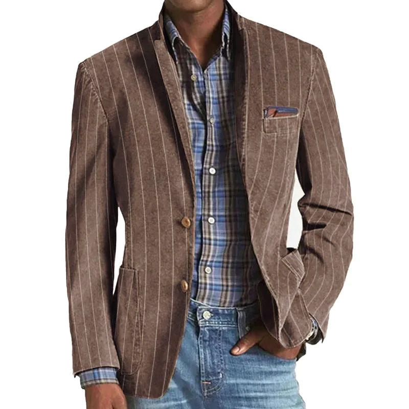 Vintage | Gestreepte blazer met één knoop 0