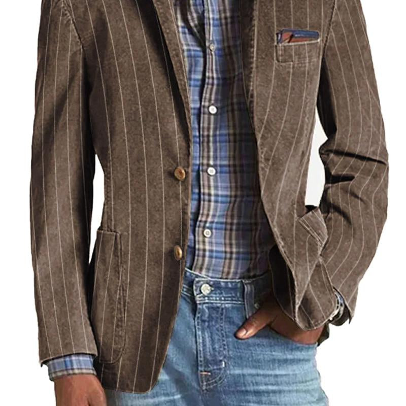 Vintage | Gestreepte blazer met één knoop 3