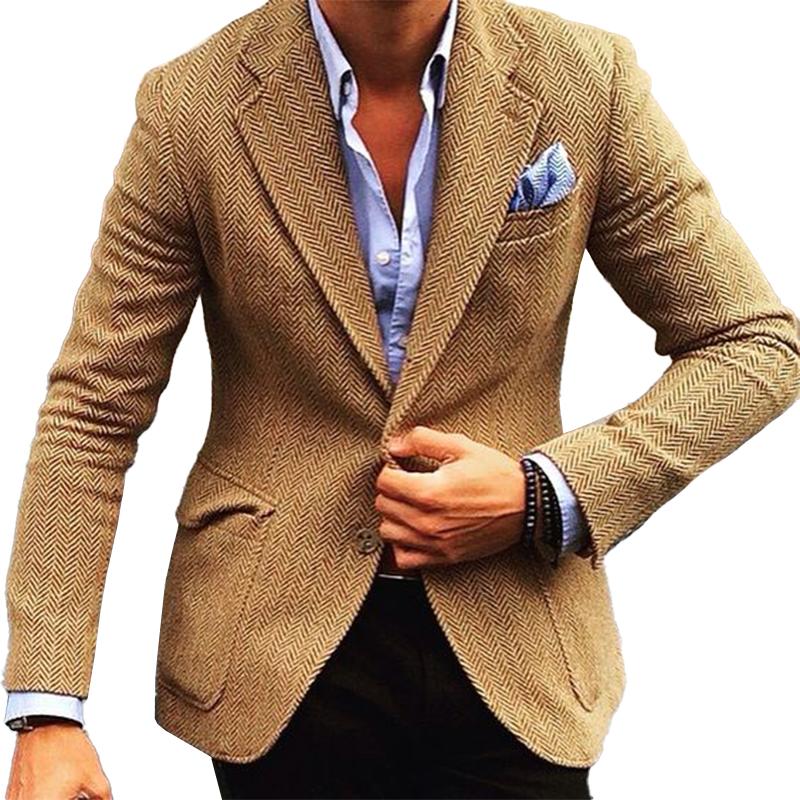 Vintage | Visgraatwol blend blazer met revers 1