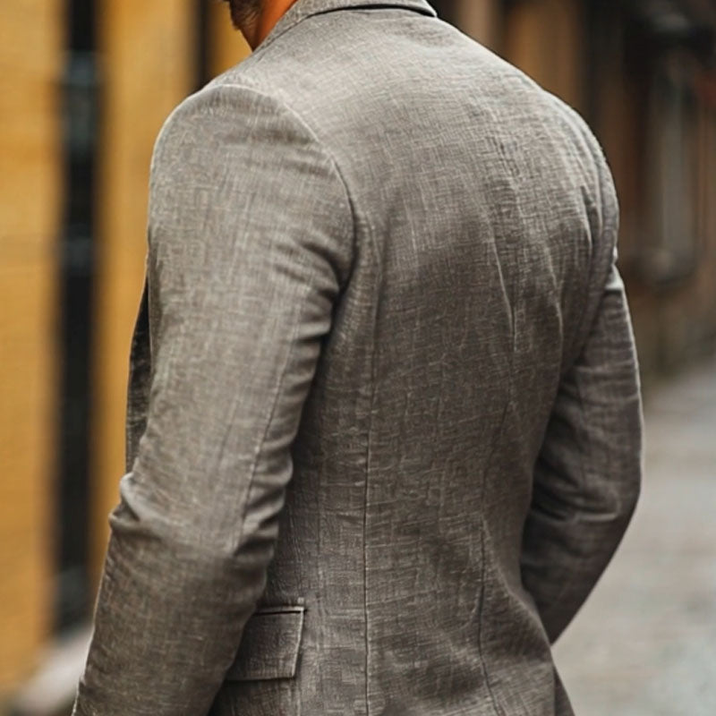 Zwarte Blazer | Slanke Pasvorm, Katoen-Linnenmix, Inkeping Revers 6