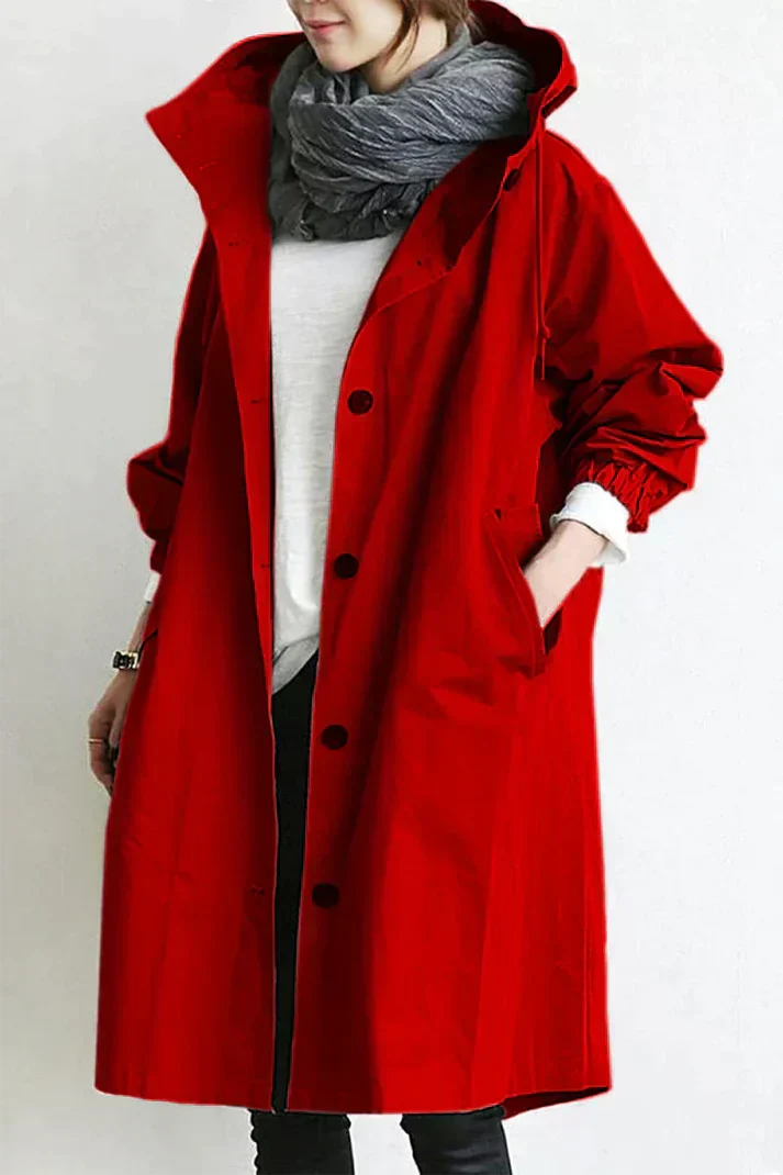 Trenchcoat met capuchon en riem - Stijlvolle, waterbestendige bovenkleding