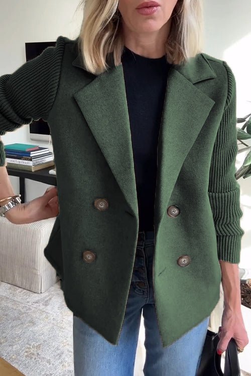 Lichtgewicht getailleerde blazer met gebreide mouwen – Casual kleding voor dames