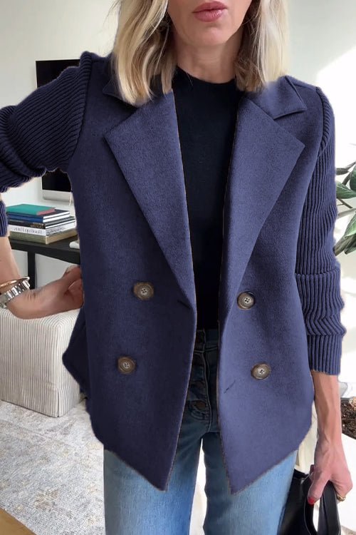 Lichtgewicht getailleerde blazer met gebreide mouwen – Casual kleding voor dames