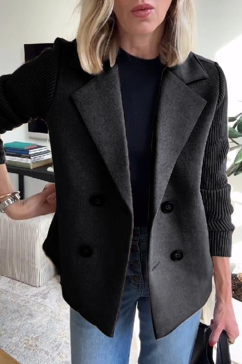 Lichtgewicht getailleerde blazer met gebreide mouwen – Casual kleding voor dames