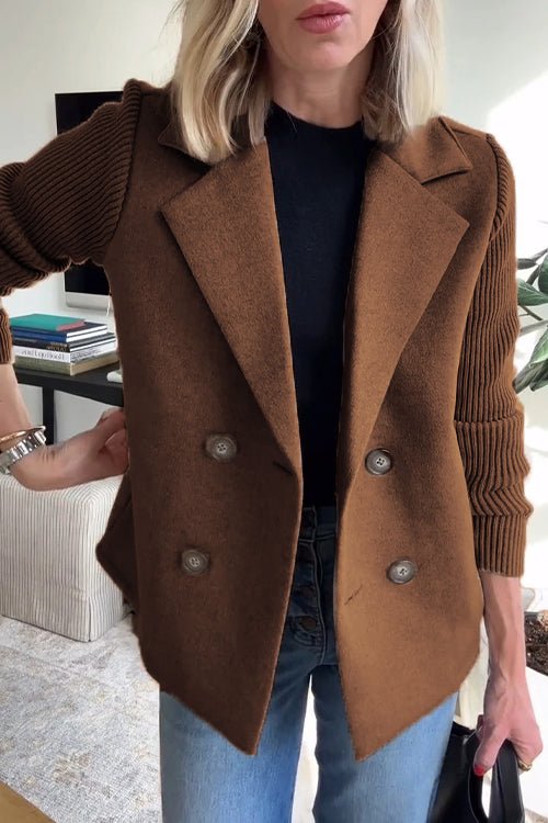Lichtgewicht getailleerde blazer met gebreide mouwen – Casual kleding voor dames