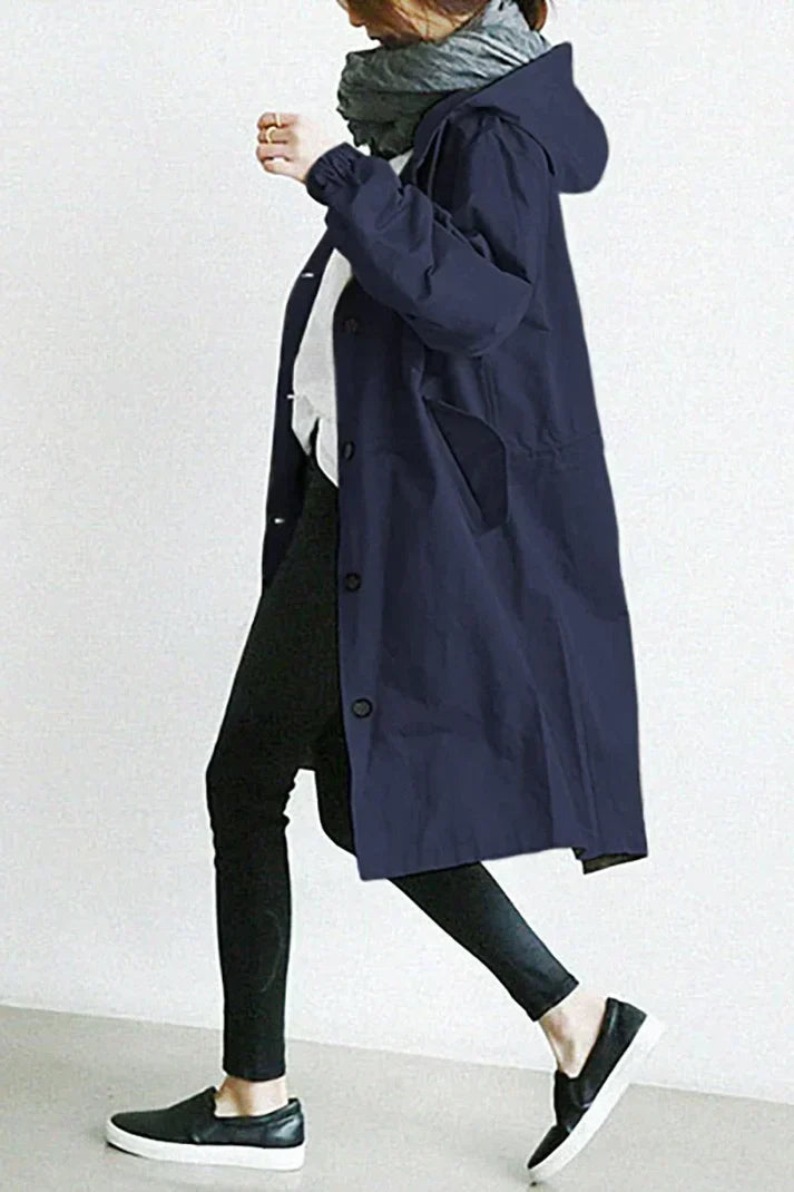 Trenchcoat met capuchon en riem - Stijlvolle, waterbestendige bovenkleding
