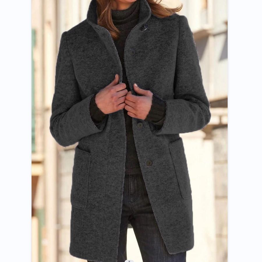 Klassieke en stijlvolle wollen trenchcoat met retro knoopsluiting voor dames