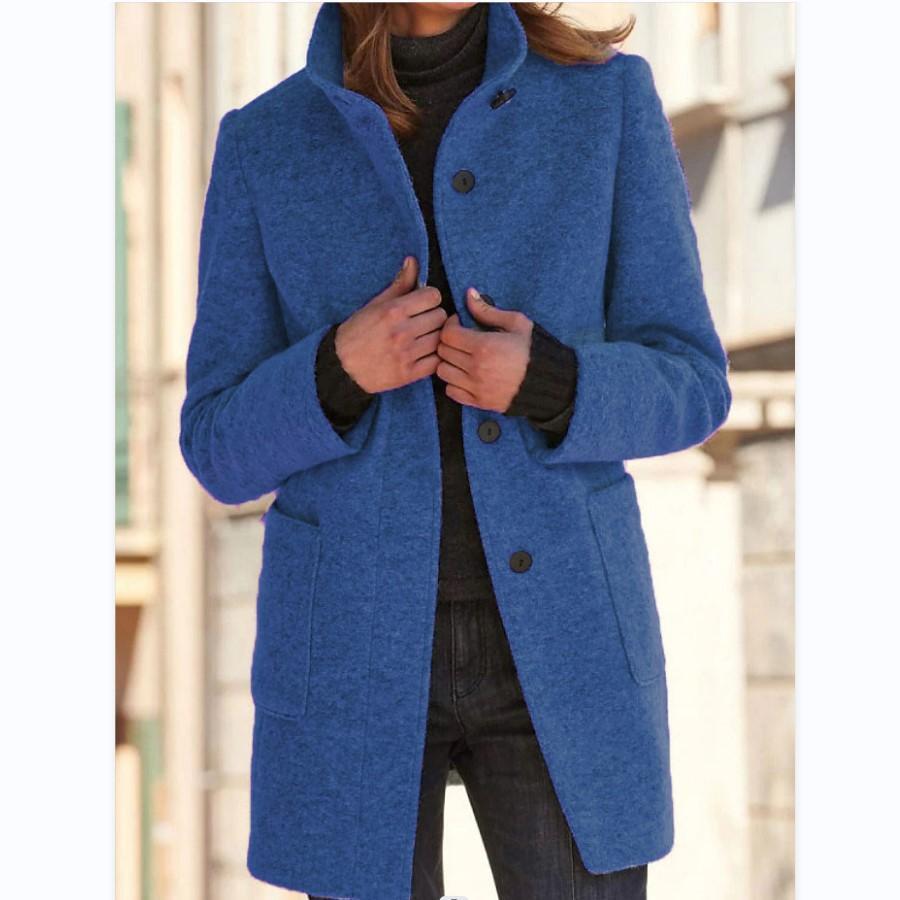 Klassieke en stijlvolle wollen trenchcoat met retro knoopsluiting voor dames