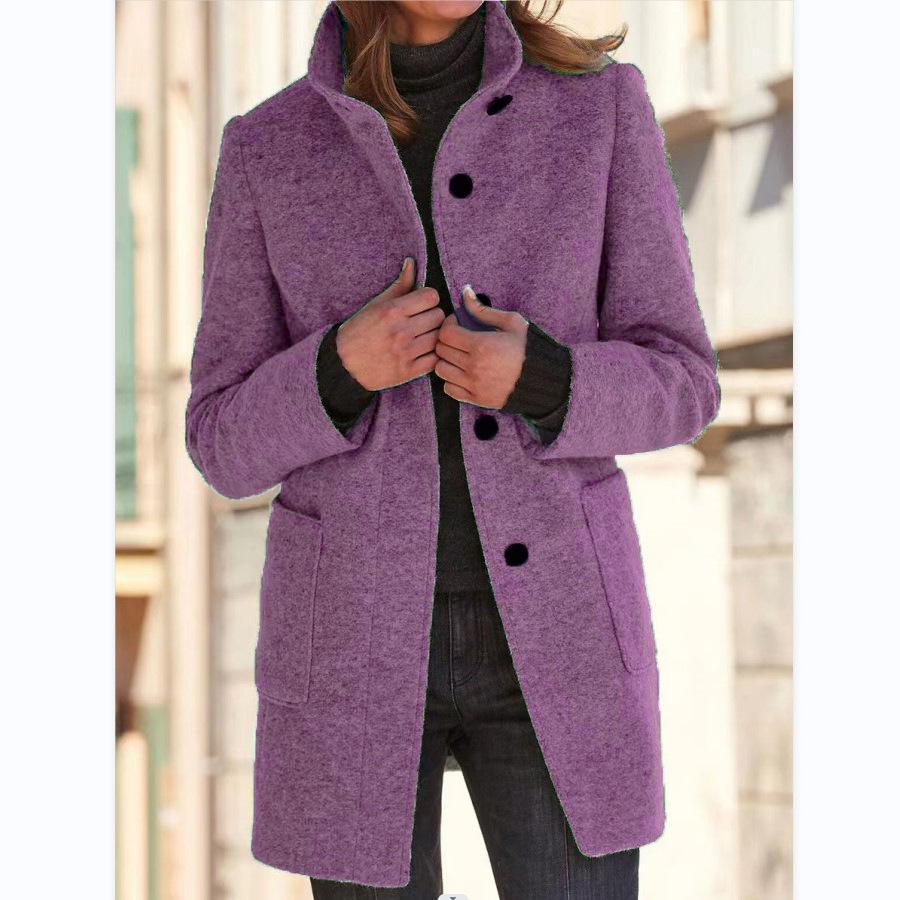 Klassieke en stijlvolle wollen trenchcoat met retro knoopsluiting voor dames