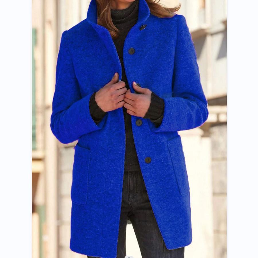 Klassieke en stijlvolle wollen trenchcoat met retro knoopsluiting voor dames