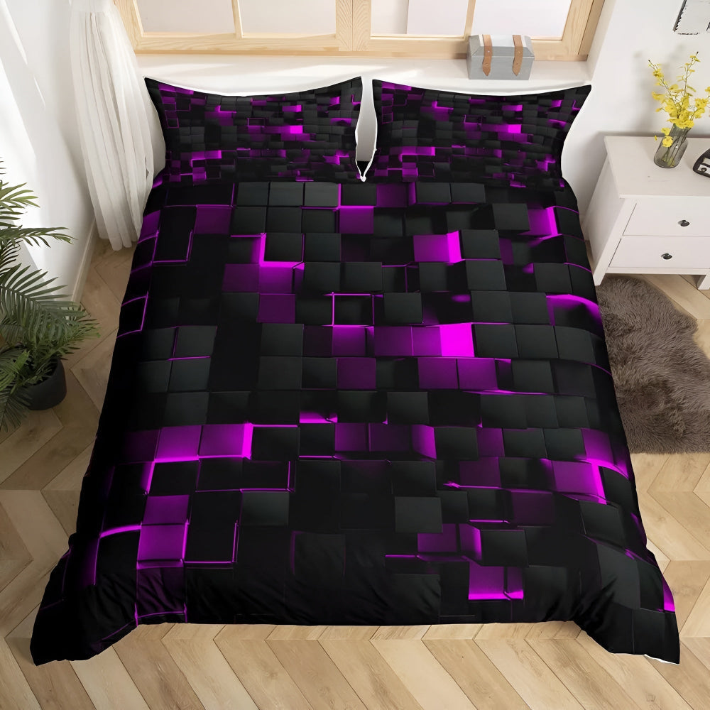 Neon 3D Raster Dekbedovertrekset - Lichtgewicht Modern Beddengoed