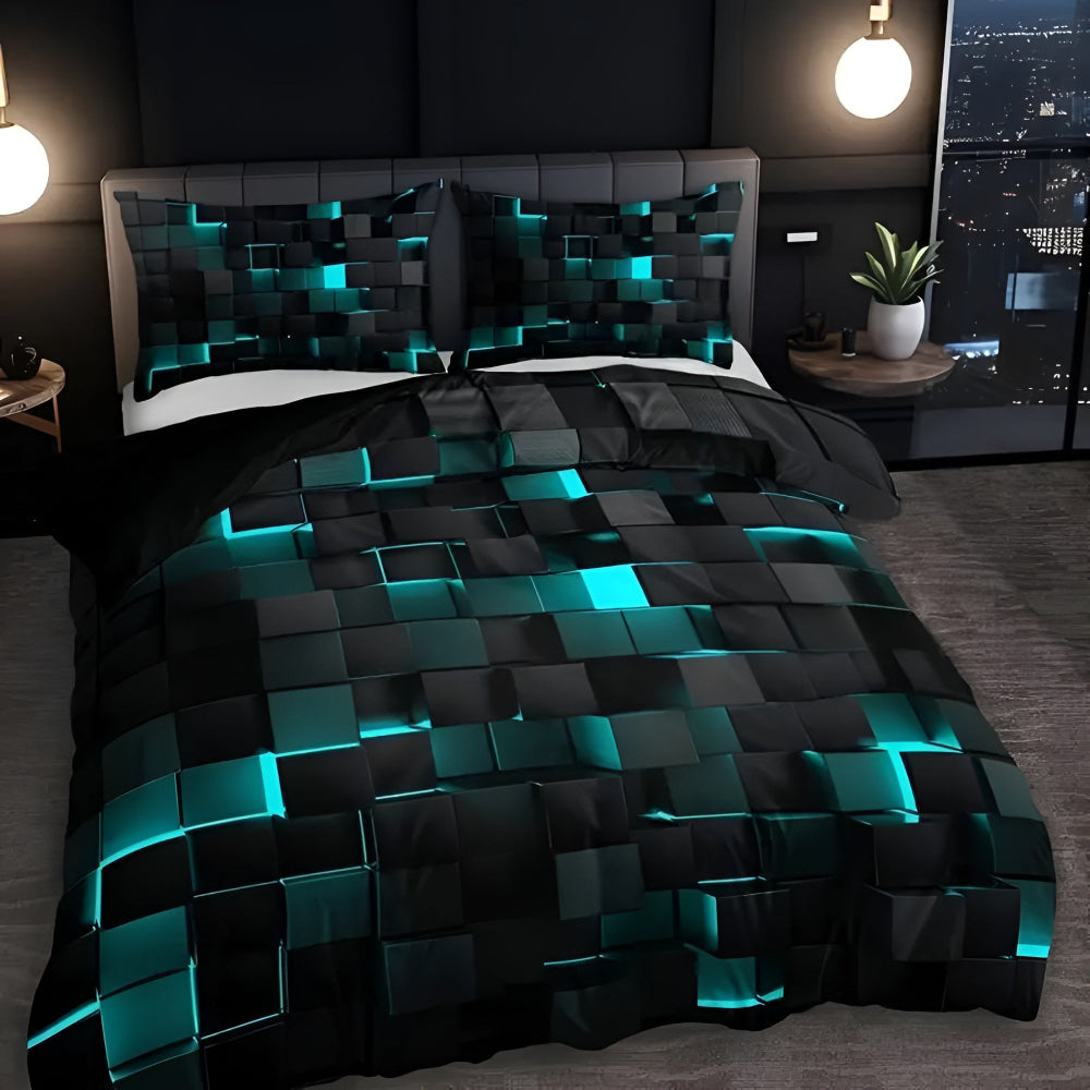 Neon 3D Raster Dekbedovertrekset - Lichtgewicht Modern Beddengoed