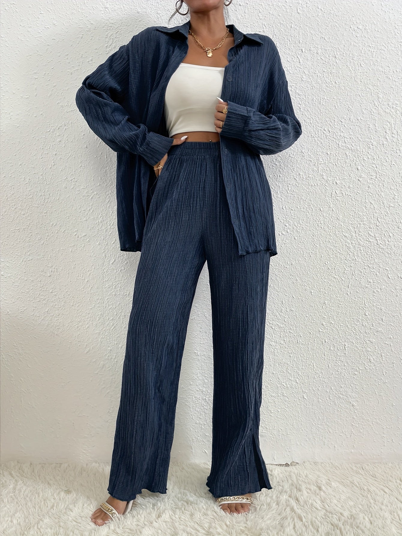 Elisa - Tweedelige Blouse met Broek Comfortabele Set voor Dames