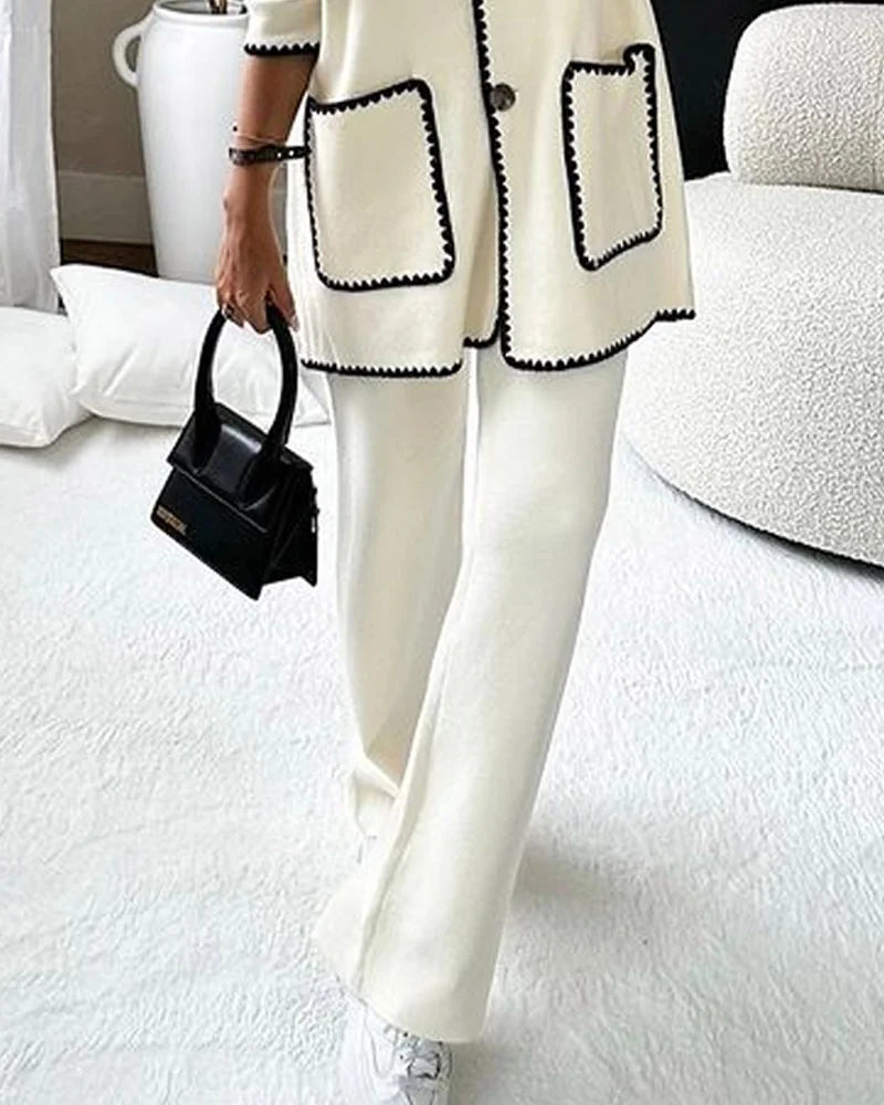 Jolie - Comfortabele Tweedelige Broek en Lange Mouwen Top Set voor Dames