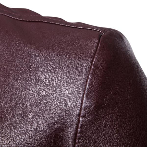 Vintage revers twee knopen enkelrijs slim fit leren jas voor heren