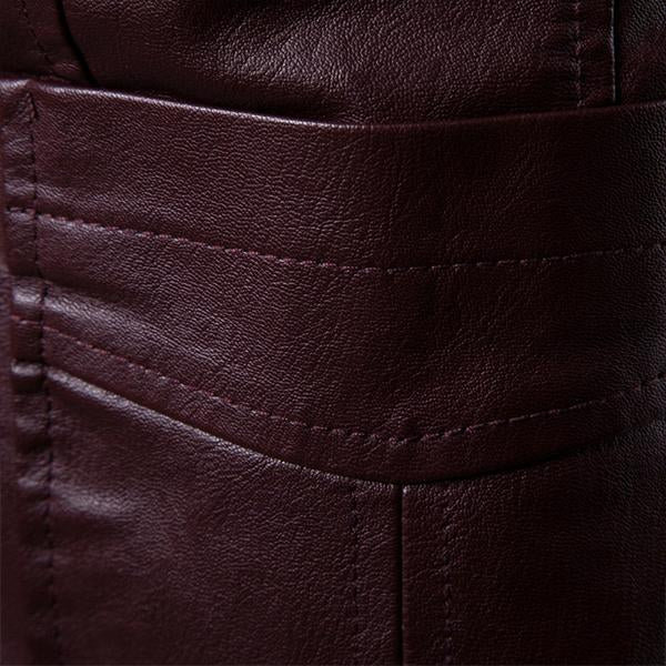 Vintage revers twee knopen enkelrijs slim fit leren jas voor heren