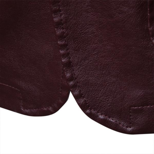 Vintage revers twee knopen enkelrijs slim fit leren jas voor heren