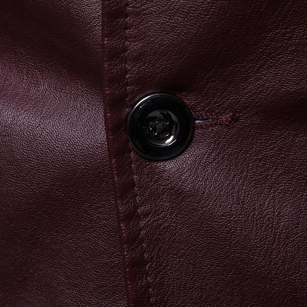 Vintage revers twee knopen enkelrijs slim fit leren jas voor heren
