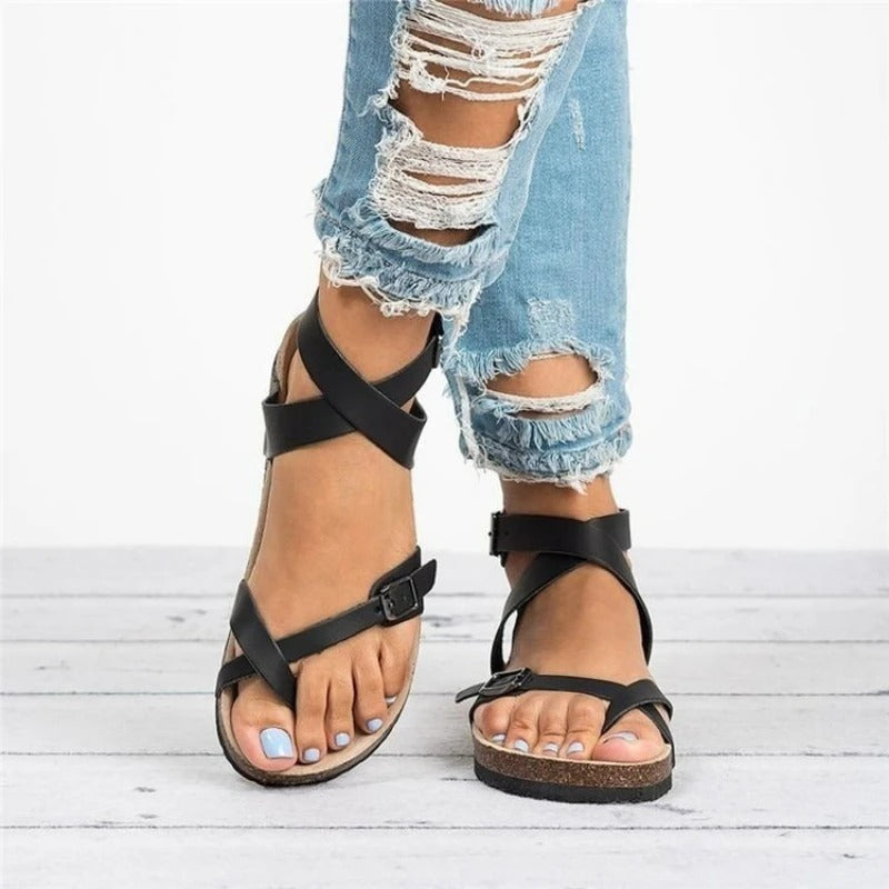Paula Sandalen - Faux Leren Gesp Sandalen