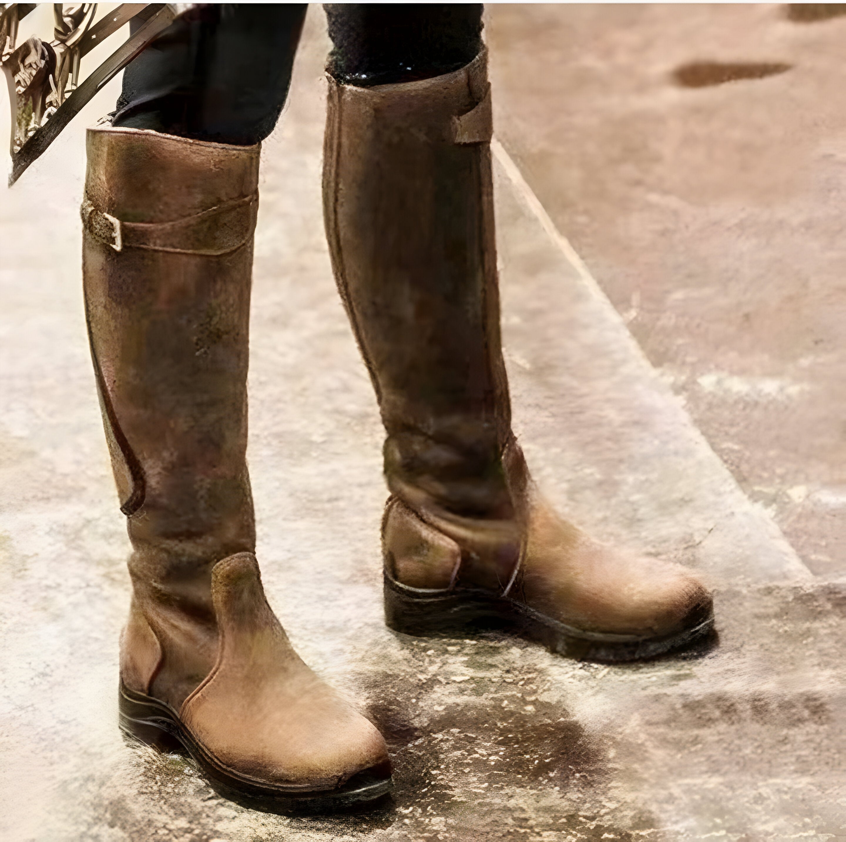 Comfortabele hoge leren laarzen met stijlvolle gespband voor dames