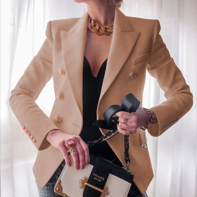 Lange getailleerde blazer met stijlvolle knopen - Elegante damesjas in jasstijl