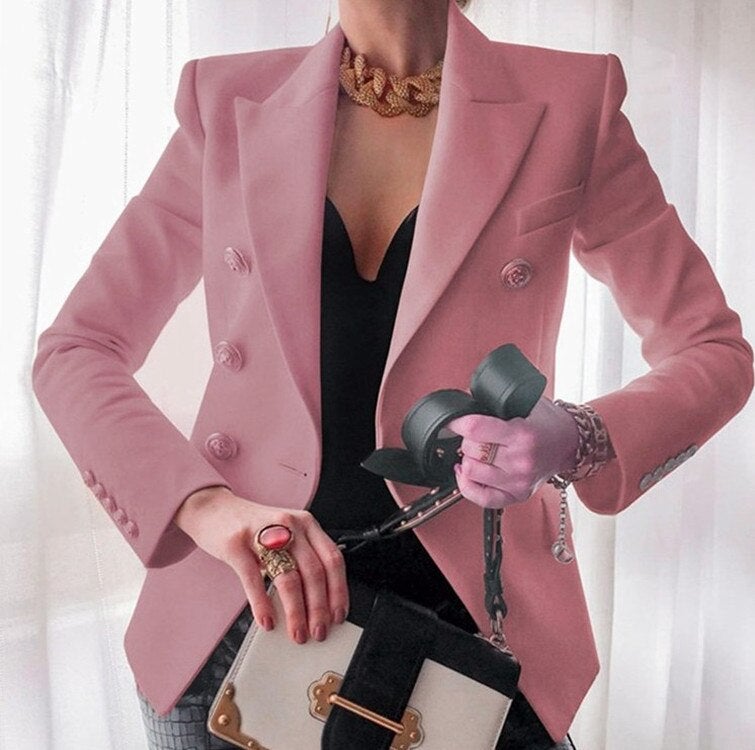 Lange getailleerde blazer met stijlvolle knopen - Elegante damesjas in jasstijl