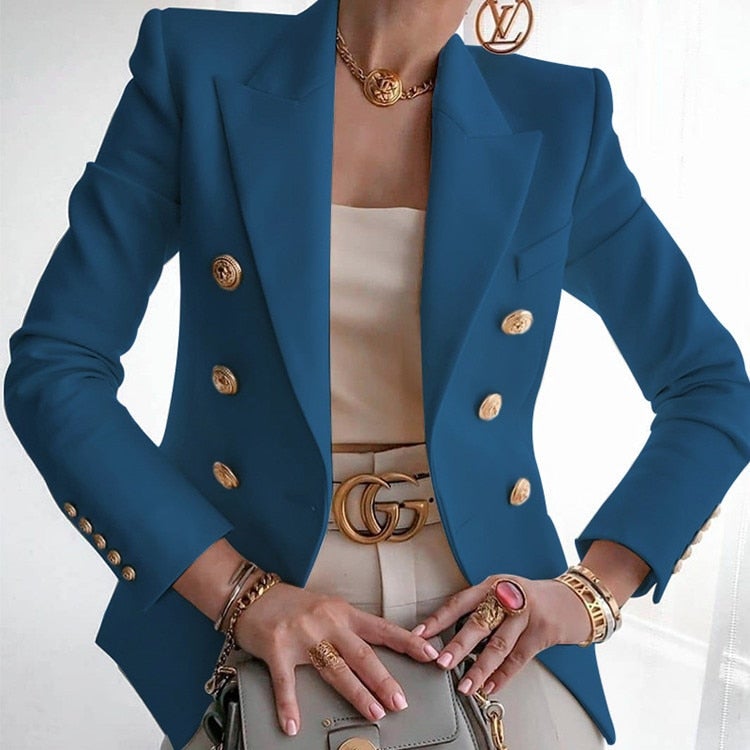 Lange getailleerde blazer met stijlvolle knopen - Elegante damesjas in jasstijl
