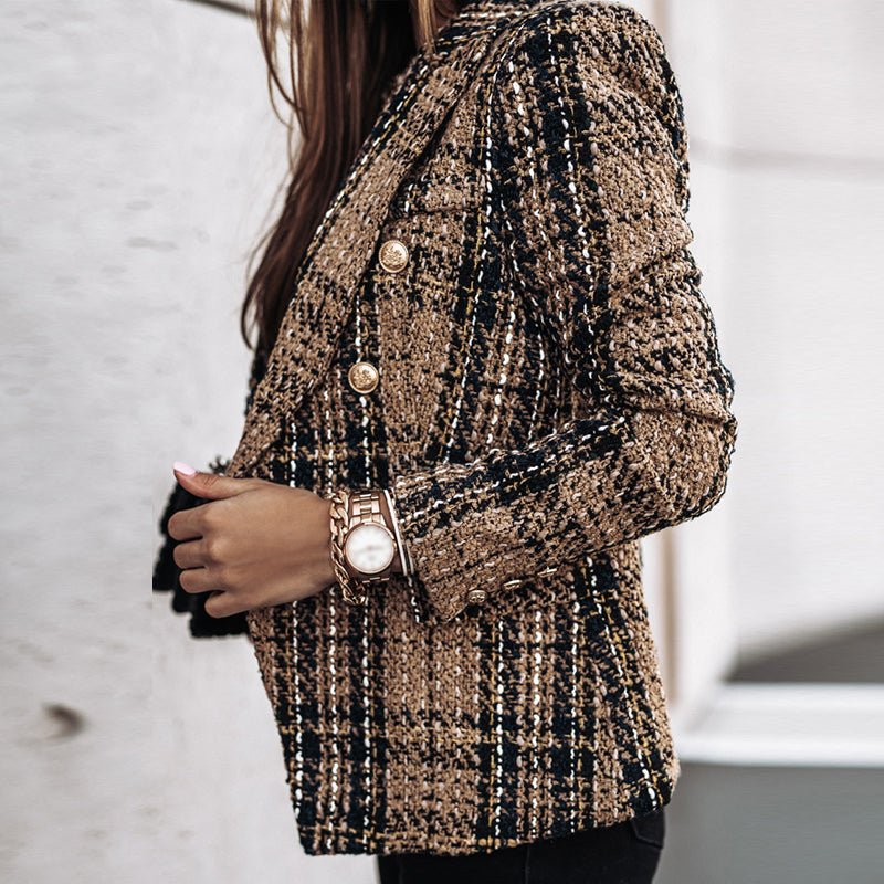 Stijlvolle geruite blazer voor dames – op maat gemaakt lang jasje