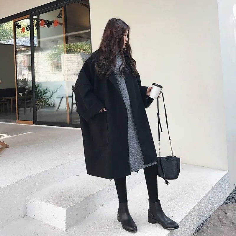 Klassieke oversized double breasted trenchcoat van wolmix voor dames