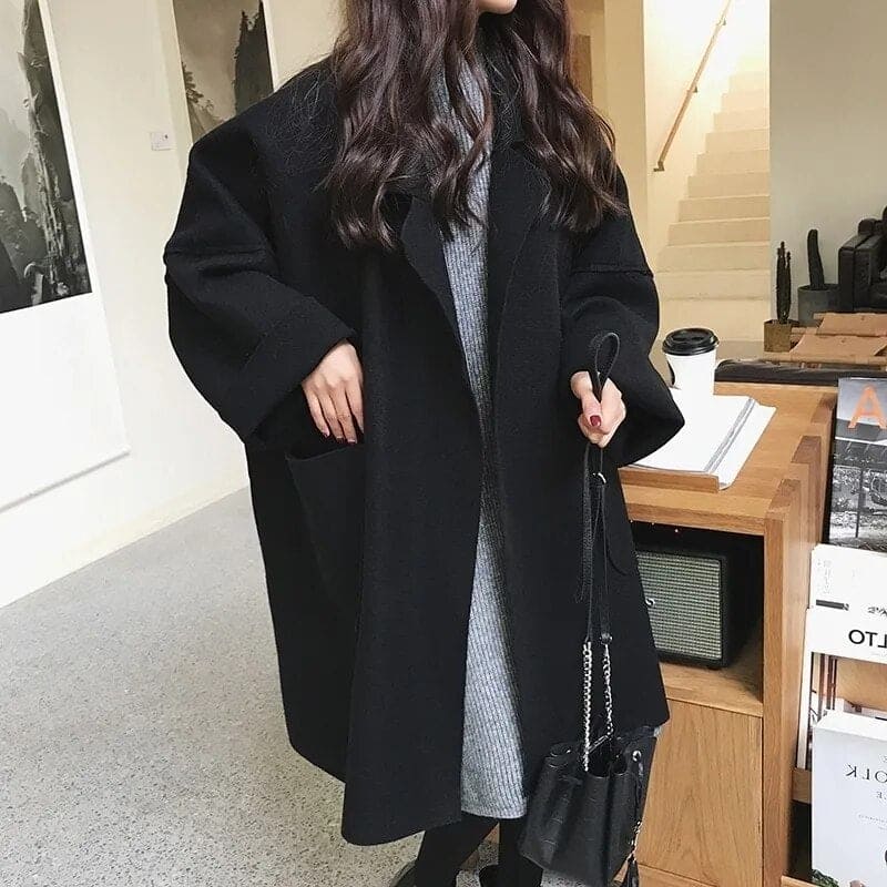Klassieke oversized double breasted trenchcoat van wolmix voor dames