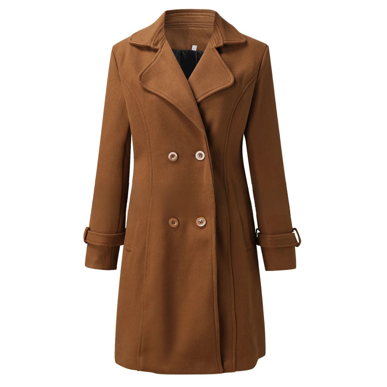 Comfortabele en stijlvolle lange trenchcoat met omgeslagen kraag voor dames