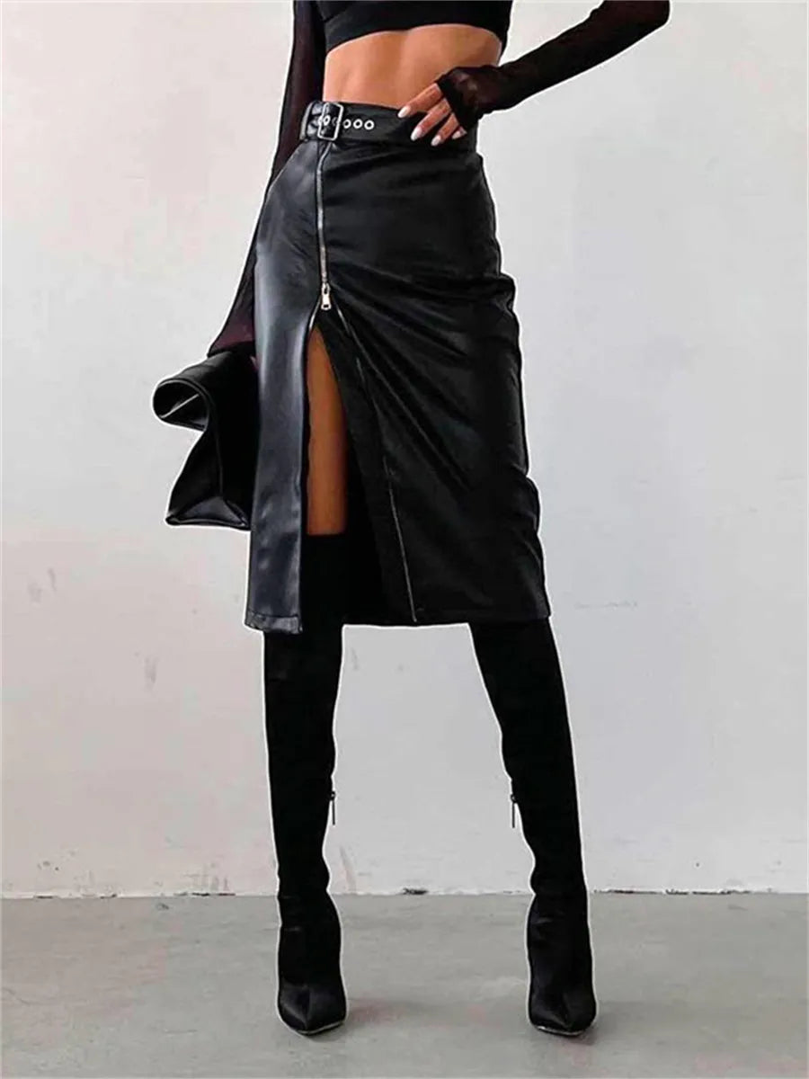 Daria - Elegante kokerrok van PU leer