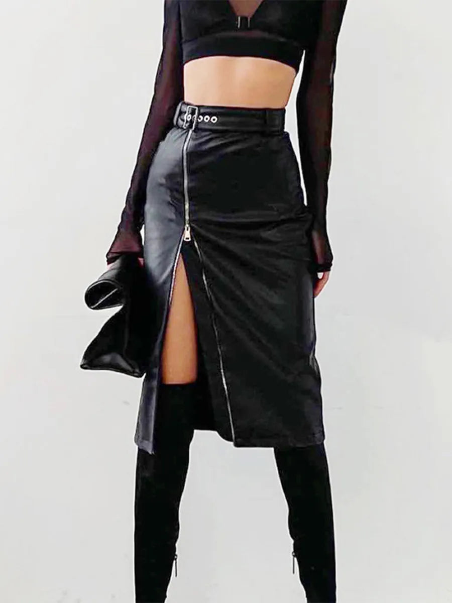 Daria - Elegante kokerrok van PU leer