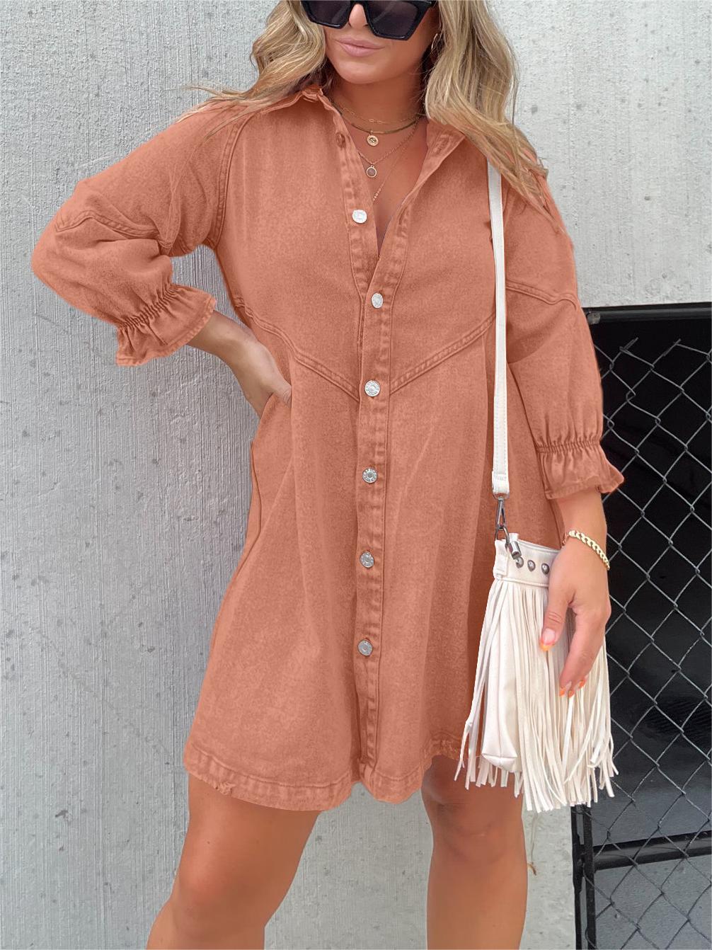 Michelle - Trendy en Stijlvolle Denim Jurk met Knoopsluiting voor Dames