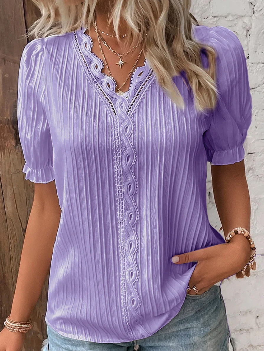 Yvonne Shirt - Elegant Dames Overhemd met Kant