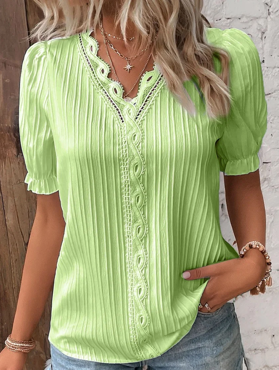 Yvonne Shirt - Elegant Dames Overhemd met Kant