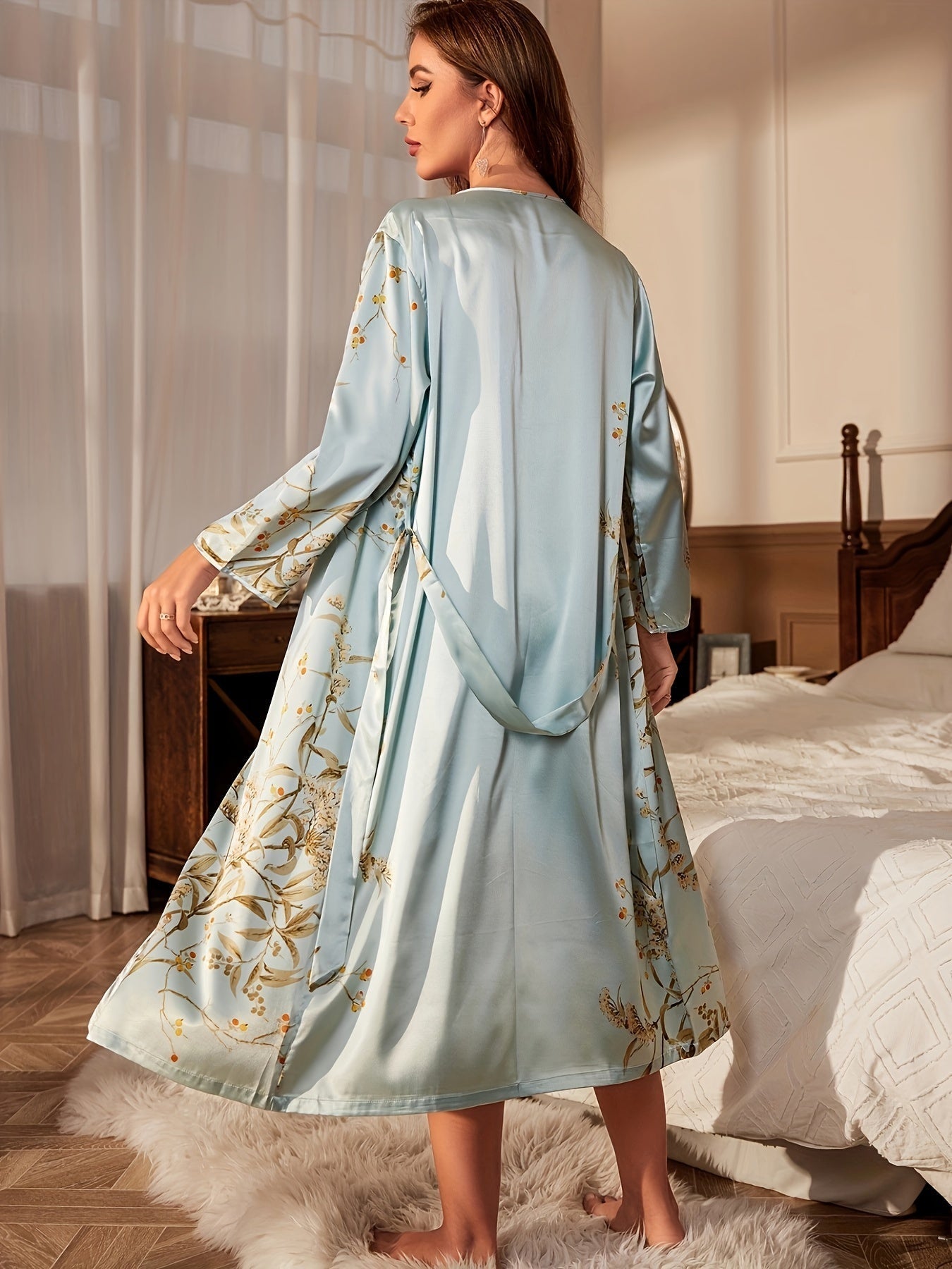 Amelia Pyjamaset - Satijnen Bloemenprint Lounge Set