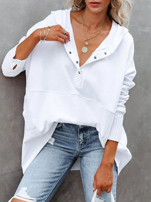 Ilse - Oversized Hoodie met Lange Mouwen en V-Hals voor Dames