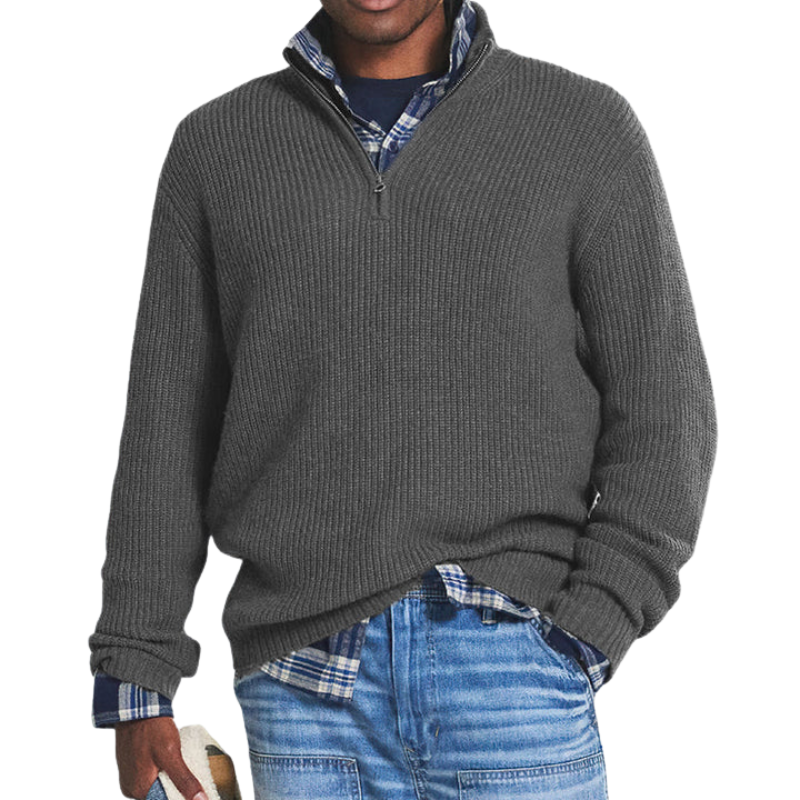 Philippe - Casual Warme Trui Met Ritskraag voor Heren
