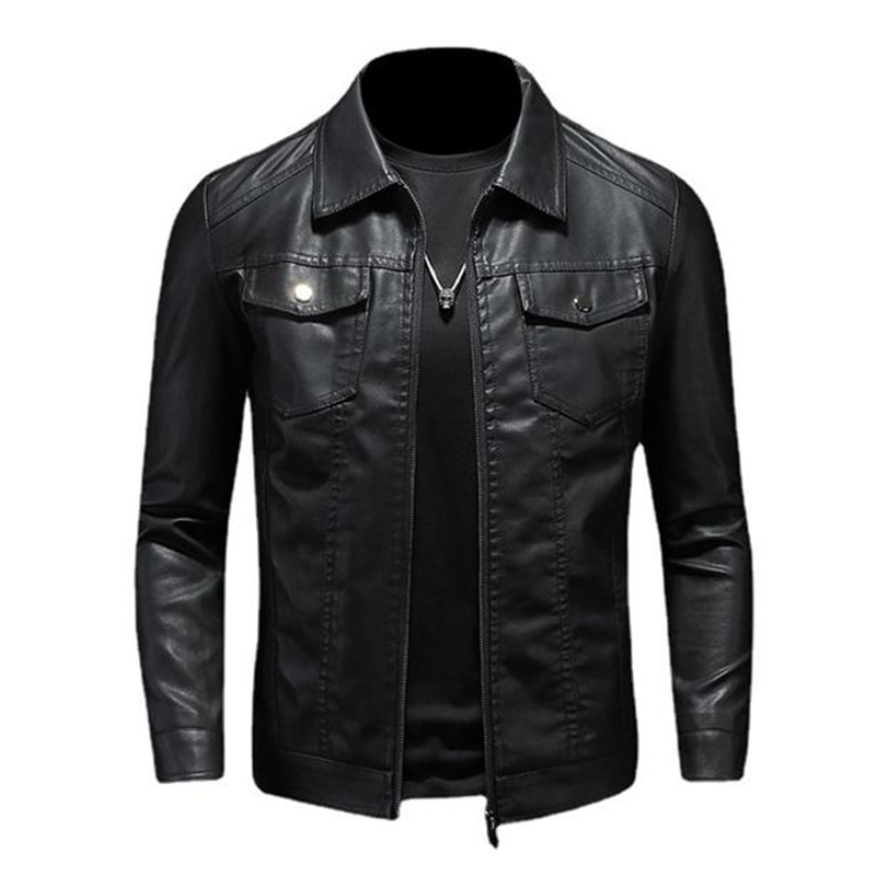 Elegante leren jas met reversdesign voor heren - comfortabele pasvorm