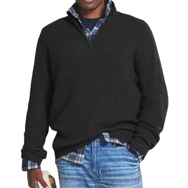 Philippe - Casual Warme Trui Met Ritskraag voor Heren