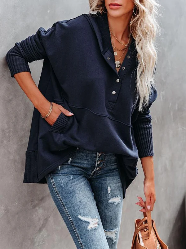 Ilse - Oversized Hoodie met Lange Mouwen en V-Hals voor Dames