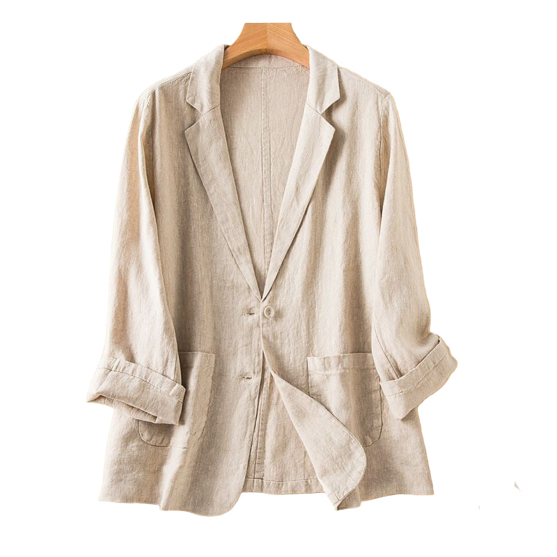 Lichtgewicht blazer van katoen en linnen met zakken aan de voorkant voor dames