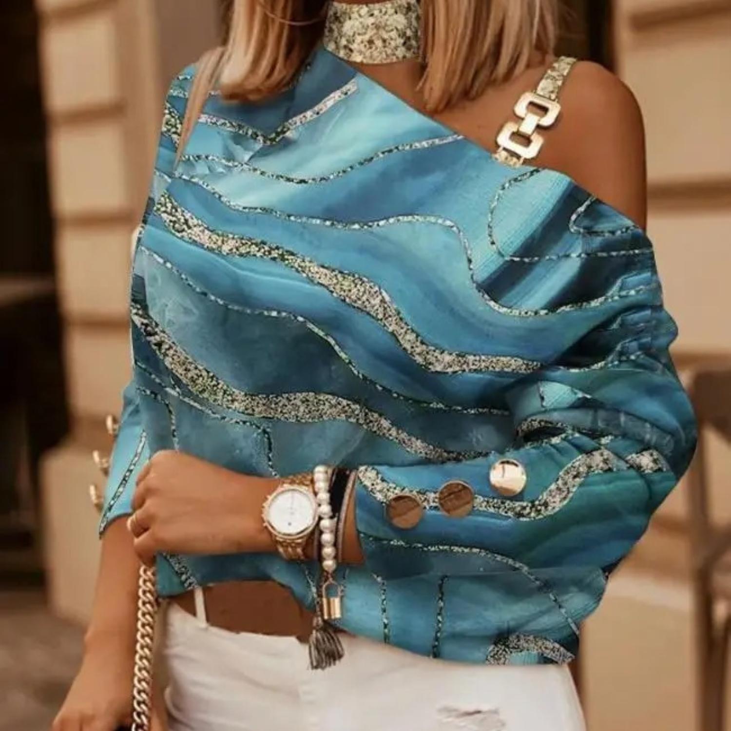 Liana - Stijlvolle Blouse met Lange Mouwen en One Shoulder voor Dames