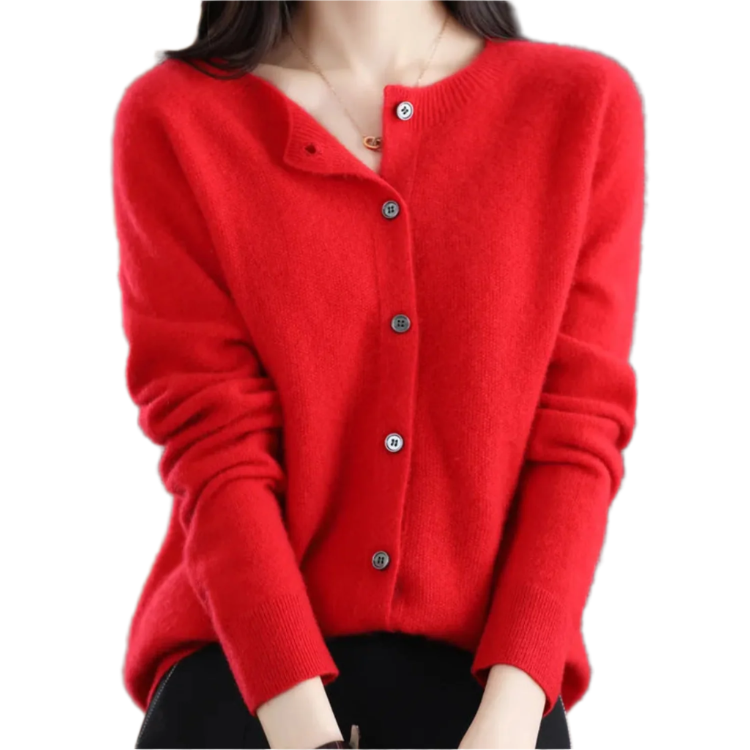 Wol-kasjmiermix vest met ronde hals en knoopsluiting – zachte, warme dameslaag