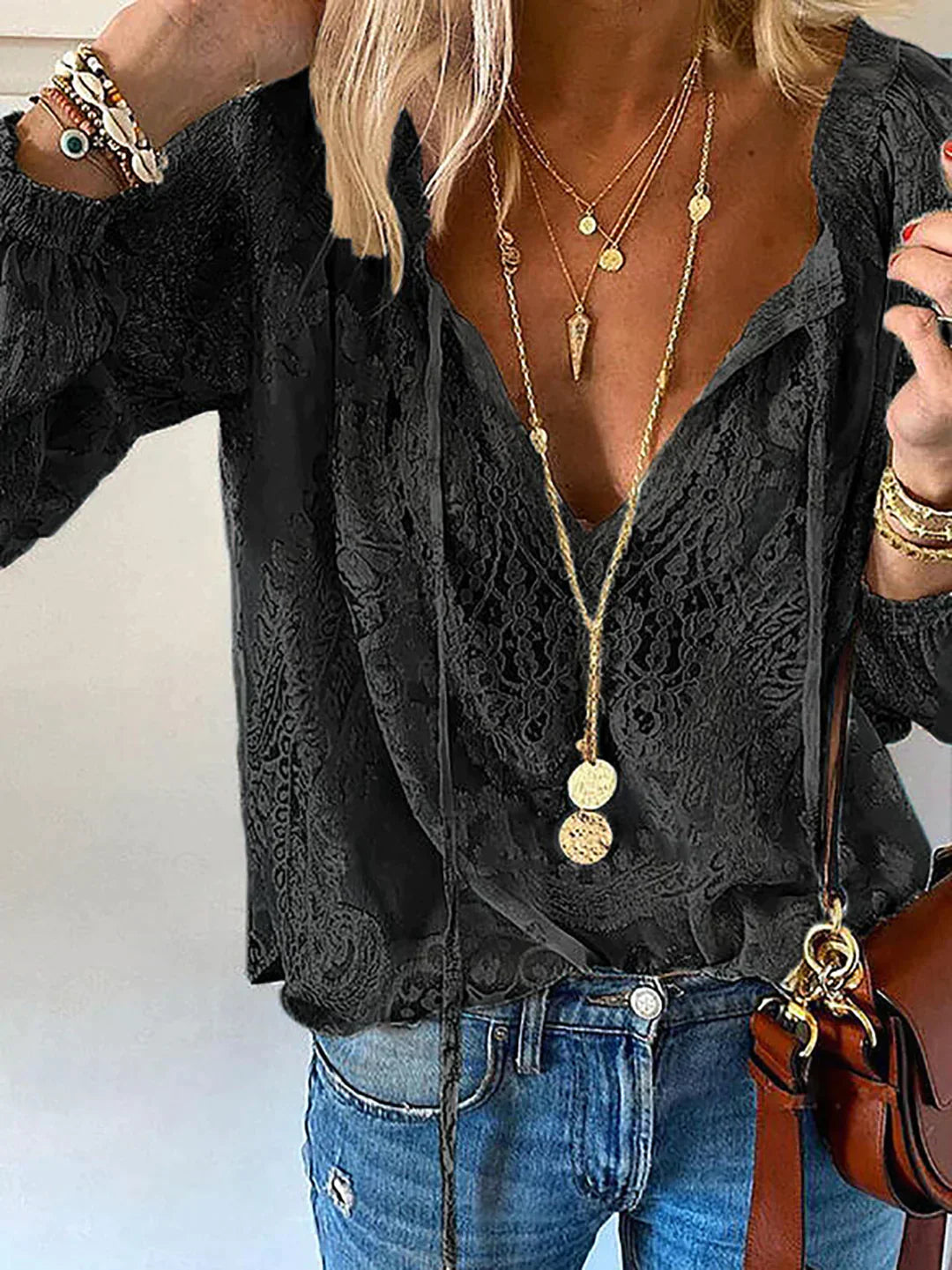 Helena - casual kanten chiffon top